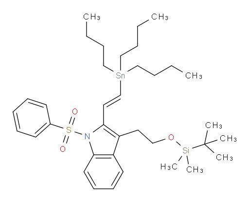 (E)-3-(2-((tert-butyldimethylsilyl)oxy)ethyl)-1-(phenylsulfonyl)-2-(2-(tributylstannyl)vinyl)-1H-indole