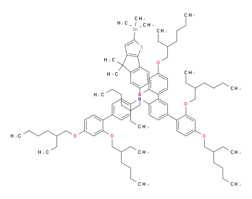 N-(2',4'-bis((2-ethylhexyl)oxy)-[1,1'-biphenyl]-4-yl)-4,4-dimethyl-N-(2,2'',4,4''-tetrakis((2-ethylhexyl)oxy)-[1,1':3',1''-terphenyl]-4'-yl)-2-(trimethylstannyl)-4H-indeno[1,2-b]thiophen-6-amine