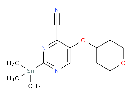 5-((tetrahydro-2H-pyran-4-yl)oxy)-2-(trimethylstannyl)pyrimidine-4-carbonitrile