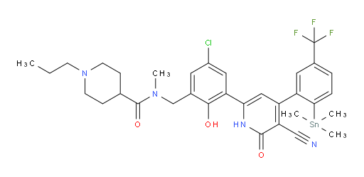 N-(5-chloro-3-(5-cyano-6-oxo-4-(5-(trifluoromethyl)-2-(trimethylstannyl)phenyl)-1,6-dihydropyridin-2-yl)-2-hydroxybenzyl)-N-methyl-1-propylpiperidine-4-carboxamide