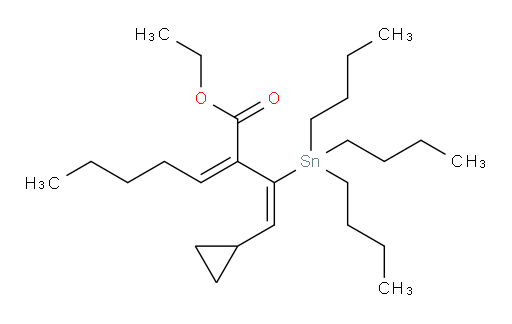 (E)-ethyl 2-((E)-2-cyclopropyl-1-(tributylstannyl)vinyl)hept-2-enoate