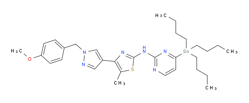 4-(1-(4-methoxybenzyl)-1H-pyrazol-4-yl)-5-methyl-N-(4-(tributylstannyl)pyrimidin-2-yl)thiazol-2-amine
