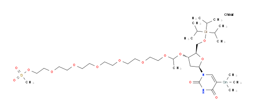 19-(((2R,3S,5R)-5-(2,4-dioxo-5-(trimethylstannyl)-3,4-dihydropyrimidin-1(2H)-yl)-2-(((triisopropylsilyl)oxy)methyl)tetrahydrofuran-3-yl)oxy)-3,6,9,12,15,18-hexaoxaicosyl methanesulfonate