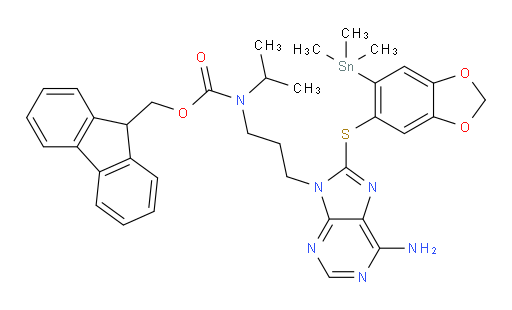 (9H-fluoren-9-yl)methyl (3-(6-amino-8-((6-(trimethylstannyl)benzo[d][1,3]dioxol-5-yl)thio)-9H-purin-9-yl)propyl)(isopropyl)carbamate