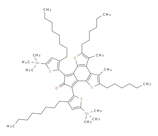 2,5-dihexyl-3,4-dimethyl-7,9-bis(3-octyl-5-(trimethylstannyl)thiophen-2-yl)-8H-indeno[4,5-b:7,6-b']dithiophen-8-one