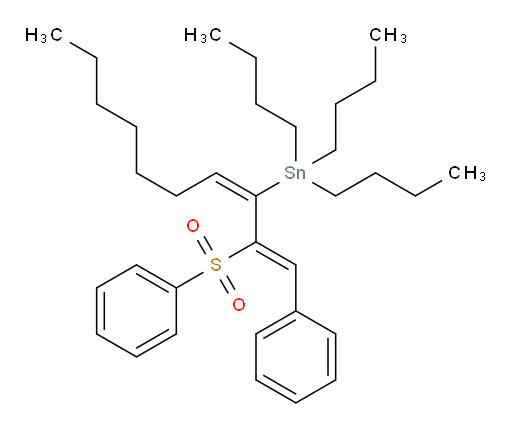 tributyl((1Z,3E)-1-phenyl-2-(phenylsulfonyl)deca-1,3-dien-3-yl)stannane