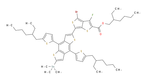 2-ethylhexyl 6-(4,8-bis(5-(2-ethylhexyl)thiophen-2-yl)-6-(trimethylstannyl)benzo[1,2-b:4,5-b']dithiophen-2-yl)-4-bromo-3-fluorothieno[3,4-b]thiophene-2-carboxylate