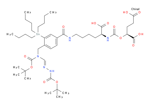 (S)-2-((((S)-5-(4-(((E)-N,N'-bis(tert-butoxycarbonyl)formohydrazonamido)methyl)-3-(tributylstannyl)benzamido)-1-carboxypentyl)carbamoyl)oxy)pentanedioic acid