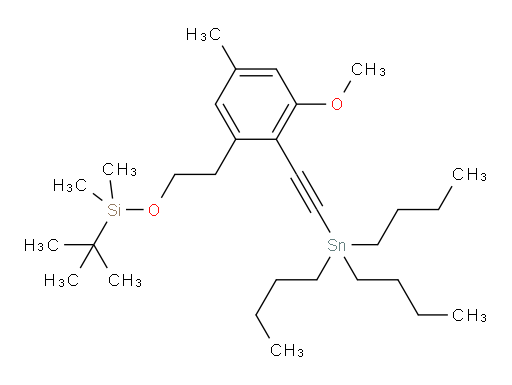 tert-butyl(3-methoxy-5-methyl-2-((tributylstannyl)ethynyl)phenethoxy)dimethylsilane