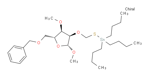 (((((2R,3R,4R,5R)-5-((benzyloxy)methyl)-2,4-dimethoxytetrahydrofuran-3-yl)oxy)methyl)thio)tributylstannane