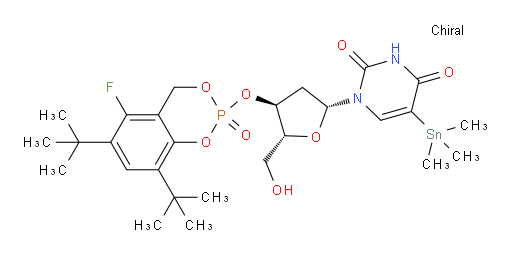 1-((2R,4S,5R)-4-((6,8-di-tert-butyl-5-fluoro-2-oxido-4H-benzo[d][1,3,2]dioxaphosphinin-2-yl)oxy)-5-(hydroxymethyl)tetrahydrofuran-2-yl)-5-(trimethylstannyl)pyrimidine-2,4(1H,3H)-dione