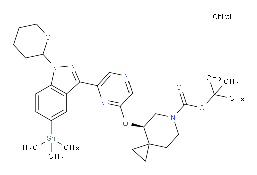 (4R)-tert-butyl 4-((6-(1-(tetrahydro-2H-pyran-2-yl)-5-(trimethylstannyl)-1H-indazol-3-yl)pyrazin-2-yl)oxy)-6-azaspiro[2.5]octane-6-carboxylate
