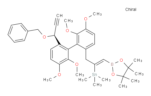 ((Z)-3-(6'-((S)-1-(benzyloxy)prop-2-yn-1-yl)-2',3',5,6-tetramethoxy-[1,1'-biphenyl]-2-yl)-1-(4,4,5,5-tetramethyl-1,3,2-dioxaborolan-2-yl)prop-1-en-2-yl)trimethylstannane