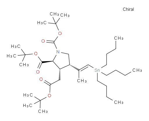 (2S,3S,4S)-di-tert-butyl 3-(2-(tert-butoxy)-2-oxoethyl)-4-((E)-1-(tributylstannyl)prop-1-en-2-yl)pyrrolidine-1,2-dicarboxylate
