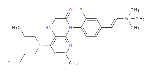 (E)-4-(2-fluoro-4-(2-(trimethylstannyl)vinyl)phenyl)-8-((3-fluoropropyl)(propyl)amino)-6-methyl-1,2-dihydropyrido[2,3-b]pyrazin-3(4H)-one