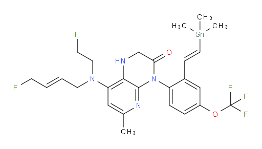 8-(((E)-4-fluorobut-2-en-1-yl)(2-fluoroethyl)amino)-6-methyl-4-(4-(trifluoromethoxy)-2-((E)-2-(trimethylstannyl)vinyl)phenyl)-1,2-dihydropyrido[2,3-b]pyrazin-3(4H)-one