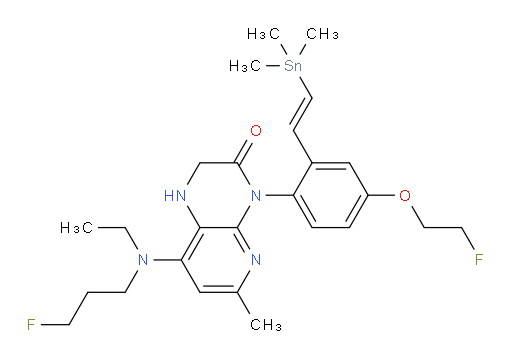 (E)-8-(ethyl(3-fluoropropyl)amino)-4-(4-(2-fluoroethoxy)-2-(2-(trimethylstannyl)vinyl)phenyl)-6-methyl-1,2-dihydropyrido[2,3-b]pyrazin-3(4H)-one