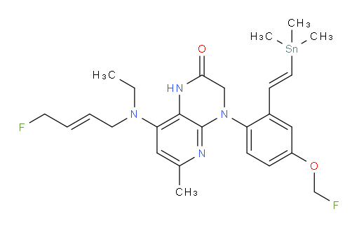 8-(ethyl((E)-4-fluorobut-2-en-1-yl)amino)-4-(4-(fluoromethoxy)-2-((E)-2-(trimethylstannyl)vinyl)phenyl)-6-methyl-3,4-dihydropyrido[2,3-b]pyrazin-2(1H)-one
