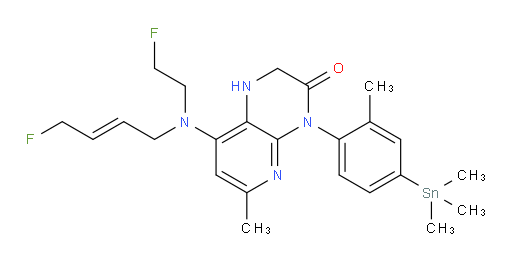 (E)-8-((4-fluorobut-2-en-1-yl)(2-fluoroethyl)amino)-6-methyl-4-(2-methyl-4-(trimethylstannyl)phenyl)-1,2-dihydropyrido[2,3-b]pyrazin-3(4H)-one