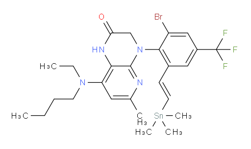 (E)-4-(2-bromo-4-(trifluoromethyl)-6-(2-(trimethylstannyl)vinyl)phenyl)-8-(butyl(ethyl)amino)-6-methyl-3,4-dihydropyrido[2,3-b]pyrazin-2(1H)-one