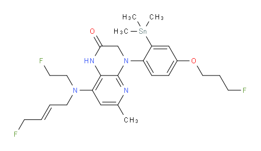 (E)-8-((4-fluorobut-2-en-1-yl)(2-fluoroethyl)amino)-4-(4-(3-fluoropropoxy)-2-(trimethylstannyl)phenyl)-6-methyl-3,4-dihydropyrido[2,3-b]pyrazin-2(1H)-one