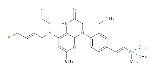 4-(2-ethyl-4-((E)-2-(trimethylstannyl)vinyl)phenyl)-8-(((E)-4-fluorobut-2-en-1-yl)(2-fluoroethyl)amino)-6-methyl-3,4-dihydropyrido[2,3-b]pyrazin-2(1H)-one