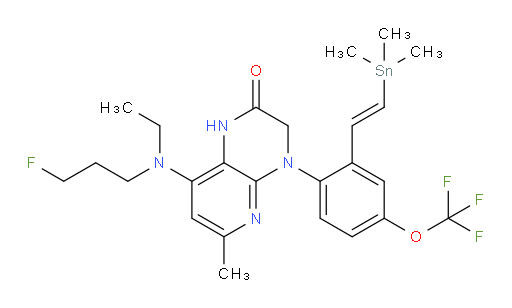 (E)-8-(ethyl(3-fluoropropyl)amino)-6-methyl-4-(4-(trifluoromethoxy)-2-(2-(trimethylstannyl)vinyl)phenyl)-3,4-dihydropyrido[2,3-b]pyrazin-2(1H)-one