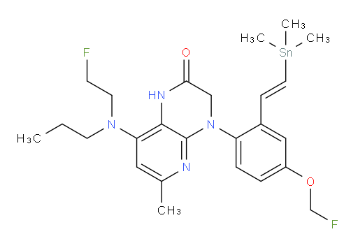 (E)-8-((2-fluoroethyl)(propyl)amino)-4-(4-(fluoromethoxy)-2-(2-(trimethylstannyl)vinyl)phenyl)-6-methyl-3,4-dihydropyrido[2,3-b]pyrazin-2(1H)-one