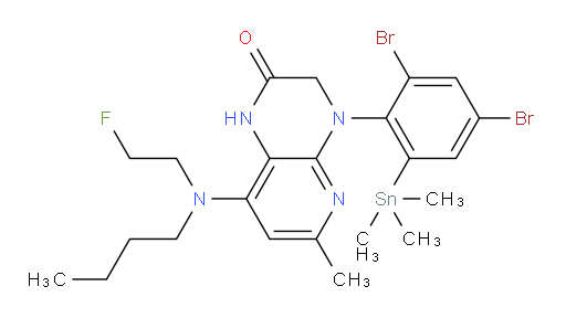 8-(butyl(2-fluoroethyl)amino)-4-(2,4-dibromo-6-(trimethylstannyl)phenyl)-6-methyl-3,4-dihydropyrido[2,3-b]pyrazin-2(1H)-one