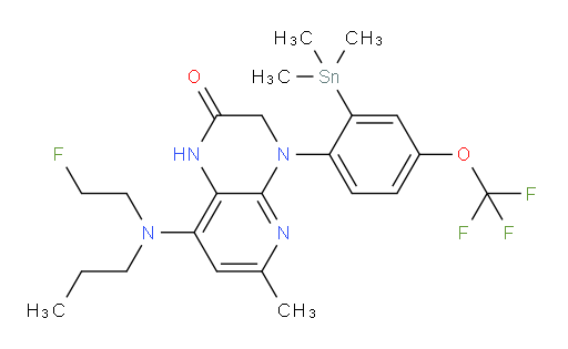 8-((2-fluoroethyl)(propyl)amino)-6-methyl-4-(4-(trifluoromethoxy)-2-(trimethylstannyl)phenyl)-3,4-dihydropyrido[2,3-b]pyrazin-2(1H)-one
