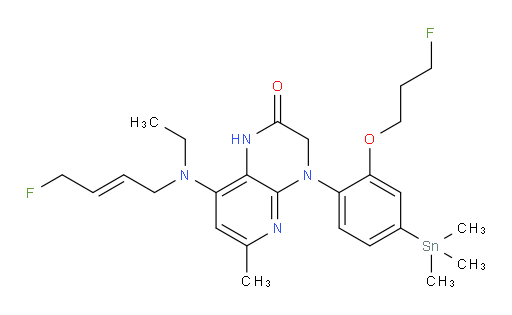 (E)-8-(ethyl(4-fluorobut-2-en-1-yl)amino)-4-(2-(3-fluoropropoxy)-4-(trimethylstannyl)phenyl)-6-methyl-3,4-dihydropyrido[2,3-b]pyrazin-2(1H)-one