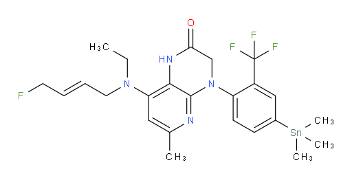 (E)-8-(ethyl(4-fluorobut-2-en-1-yl)amino)-6-methyl-4-(2-(trifluoromethyl)-4-(trimethylstannyl)phenyl)-3,4-dihydropyrido[2,3-b]pyrazin-2(1H)-one