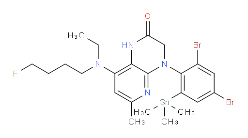 4-(2,4-dibromo-6-(trimethylstannyl)phenyl)-8-(ethyl(4-fluorobutyl)amino)-6-methyl-3,4-dihydropyrido[2,3-b]pyrazin-2(1H)-one