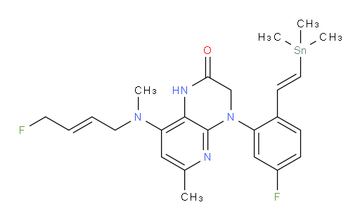 4-(5-fluoro-2-((E)-2-(trimethylstannyl)vinyl)phenyl)-8-(((E)-4-fluorobut-2-en-1-yl)(methyl)amino)-6-methyl-3,4-dihydropyrido[2,3-b]pyrazin-2(1H)-one