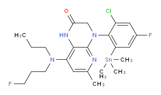 4-(2-chloro-4-fluoro-6-(trimethylstannyl)phenyl)-8-((3-fluoropropyl)(propyl)amino)-6-methyl-3,4-dihydropyrido[2,3-b]pyrazin-2(1H)-one