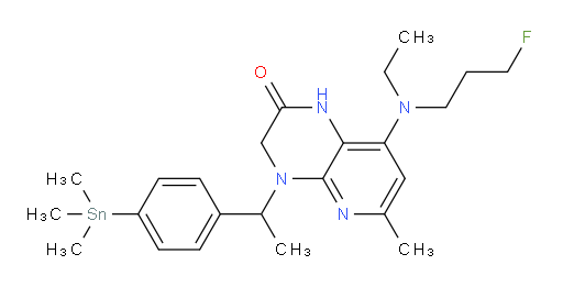8-(ethyl(3-fluoropropyl)amino)-6-methyl-4-(1-(4-(trimethylstannyl)phenyl)ethyl)-3,4-dihydropyrido[2,3-b]pyrazin-2(1H)-one