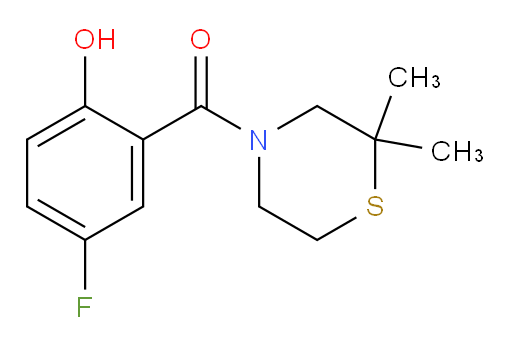 (2,2-dimethylthiomorpholino)(5-fluoro-2-hydroxyphenyl)methanone