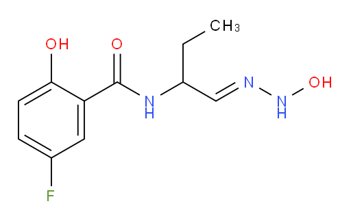 (E)-5-fluoro-2-hydroxy-N-(1-(2-hydroxyhydrazono)butan-2-yl)benzamide