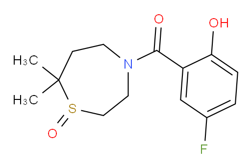 (7,7-dimethyl-1-oxido-1,4-thiazepan-4-yl)(5-fluoro-2-hydroxyphenyl)methanone