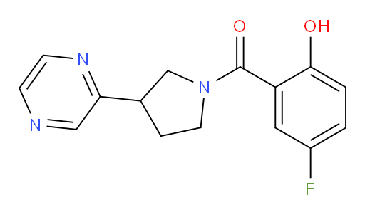 (5-fluoro-2-hydroxyphenyl)(3-(pyrazin-2-yl)pyrrolidin-1-yl)methanone