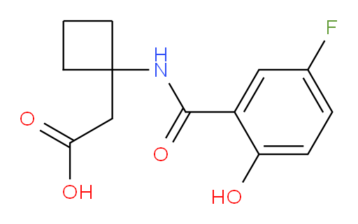 2-(1-(5-fluoro-2-hydroxybenzamido)cyclobutyl)acetic acid