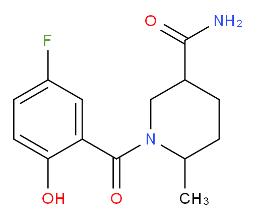 1-(5-fluoro-2-hydroxybenzoyl)-6-methylpiperidine-3-carboxamide