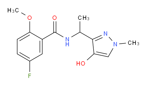 5-fluoro-N-(1-(4-hydroxy-1-methyl-1H-pyrazol-3-yl)ethyl)-2-methoxybenzamide