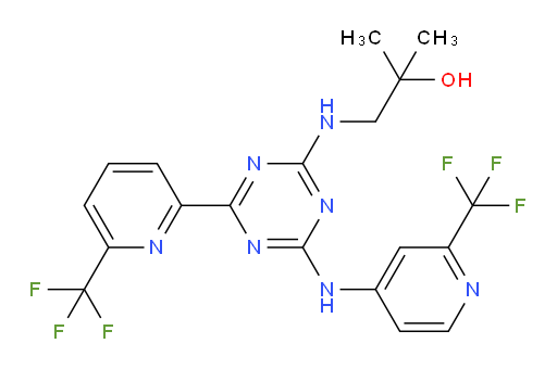 2-methyl-1-((4-(6-(trifluoromethyl)pyridin-2-yl)-6-((2-(trifluoromethyl)pyridin-4-yl)amino)-1,3,5-triazin-2-yl)amino)propan-2-ol