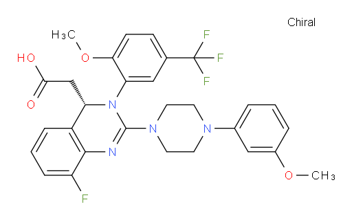 (S)-2-(8-fluoro-3-(2-methoxy-5-(trifluoromethyl)phenyl)-2-(4-(3-methoxyphenyl)piperazin-1-yl)-3,4-dihydroquinazolin-4-yl)acetic acid