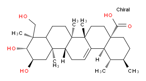 ASIATIC ACID;Asiantic acid;ASIATICA ACID;ASIATIC ACID(P);DaMMarolic acid;2,3,23-TRIHYDROXY-12-URSEN-28-OIC ACID;2α,3β,23-Trihydroxyurs-12-en-28-oicacid;2α,3β,23-Trihydroxyurs-12-ene-28-oic acid;(4R)-2α,3β,23-Trihydroxyurs-12-en-28-oic acid;URS-12-EN-28-OIC ACID, 2,3,23-TRIHYDROXY-, (2A,3B,4A)-