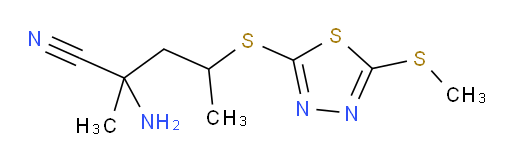 2-amino-2-methyl-4-((5-(methylthio)-1,3,4-thiadiazol-2-yl)thio)pentanenitrile