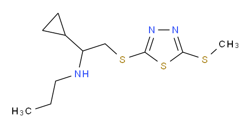 N-(1-cyclopropyl-2-((5-(methylthio)-1,3,4-thiadiazol-2-yl)thio)ethyl)propan-1-amine