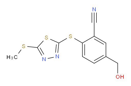 5-(hydroxymethyl)-2-((5-(methylthio)-1,3,4-thiadiazol-2-yl)thio)benzonitrile
