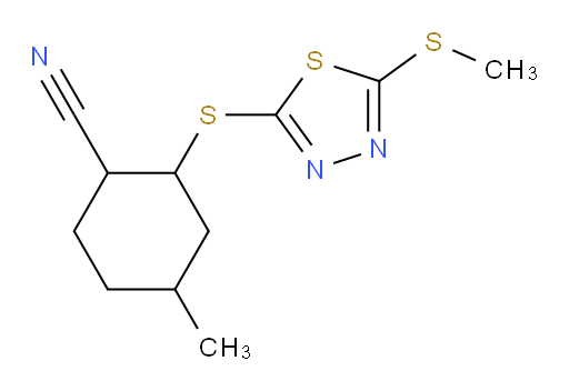 4-methyl-2-((5-(methylthio)-1,3,4-thiadiazol-2-yl)thio)cyclohexanecarbonitrile